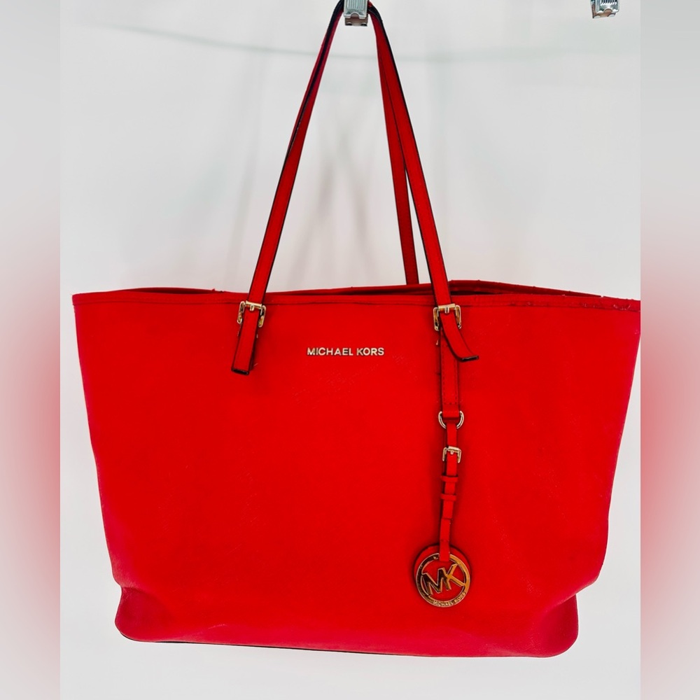 Michael Kors Jet Set XL Red Interior Handbag Tote